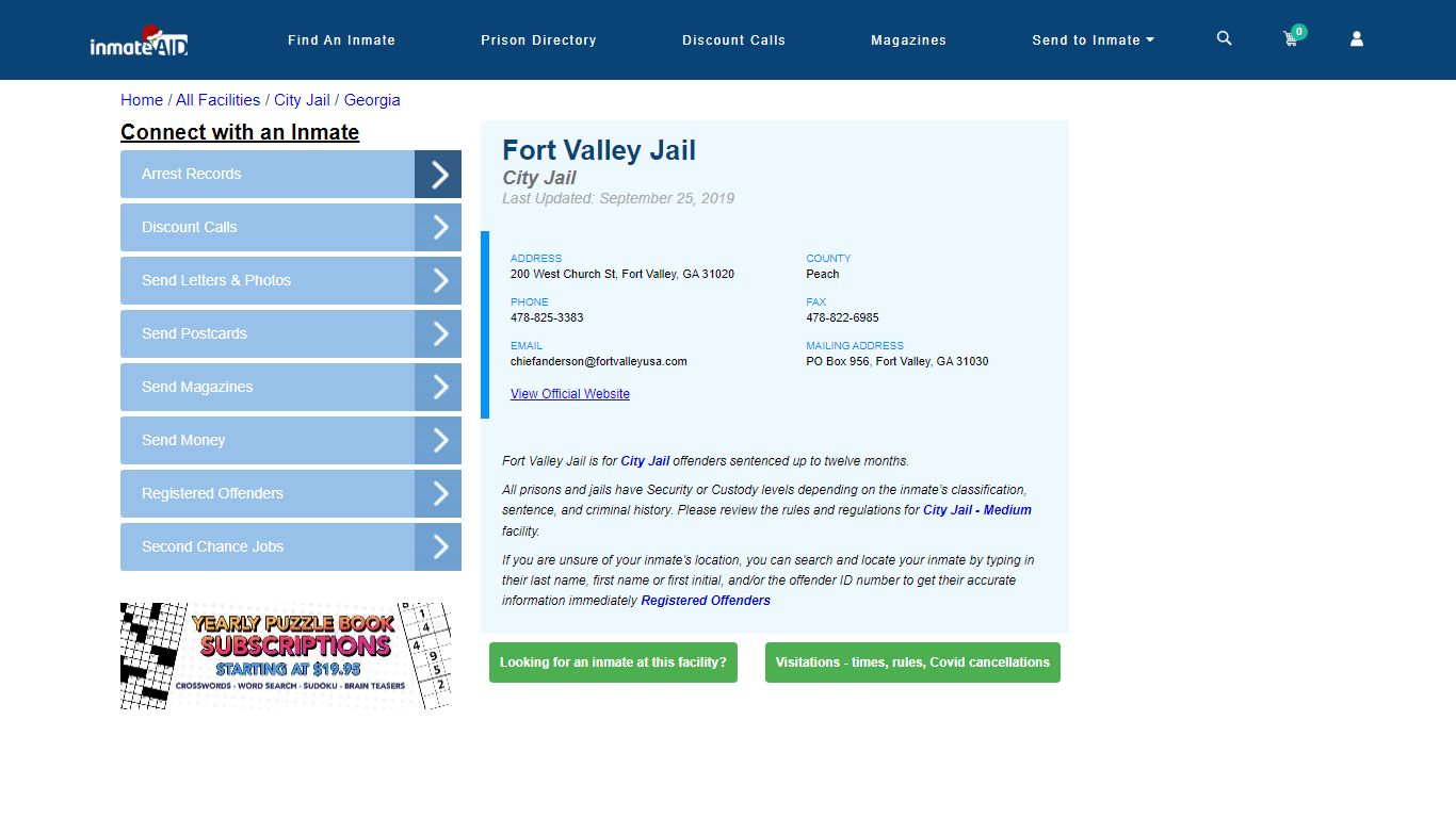 Fort Valley Jail | Inmate Locator